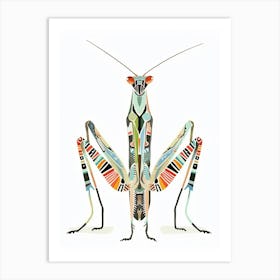 Colourful Insect Illustration Praying Mantis 16 Art Print