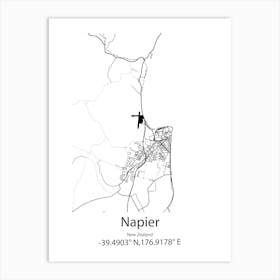 Napier,New Zealand Minimalist Map Art Print