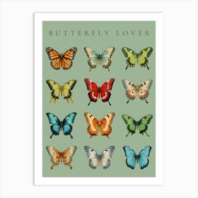 Butterfly Lover green background Art Print