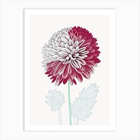 Chrysanthemum Floral Minimal Line Drawing 1 Flower Art Print