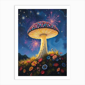 Mushroom In The Night Sky Art Print