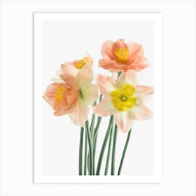 Bunch Of Daffodils Flowers Acrylic Painting In Pastel Colours 7 Art Print