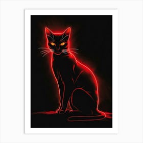 Cat With Glowing Eyes Art Print