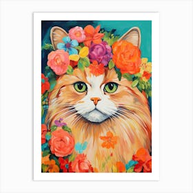 Persian Cat With A Flower Crown Painting Matisse Style 3 Art Print