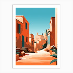 Abstract Illustration Of Spiaggia Di Tuerredda Sardinia Italy Orange Hues 4 Art Print