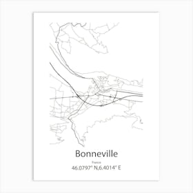 Bonneville,France Minimalist Map Art Print