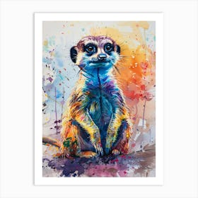 Meerkat Colourful Watercolour 4 Art Print
