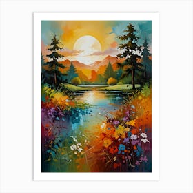 Sunset By The Lake Art Print