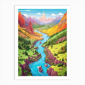 Plateau River Basins Cartoon 1 Art Print