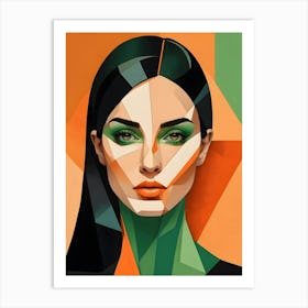 Geometric Woman Portrait Pop Art (28) Art Print