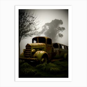 Old Truck In The Fog 10 Art Print