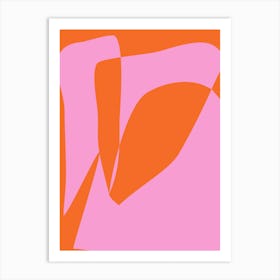 Broken Heart Abstract Geometric in Pink and Orange Art Print