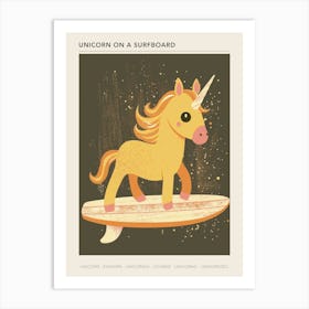 Unicorn On A Surfboard Muted Pastels 3 Poster Art Print