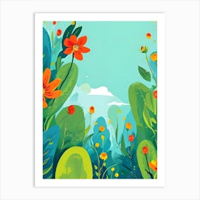 Colorful Flowers In The Garden Art Print