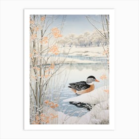 Winter Bird Painting Mallard Duck 4 Art Print