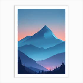 Misty Mountains Vertical Composition In Blue Tone 196 Art Print