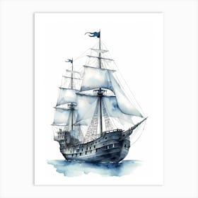 Sailing Ships Watercolor Painting (16) Art Print