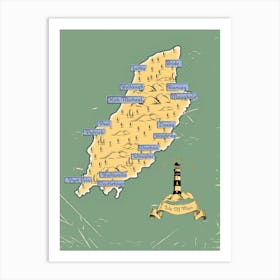 Vintage Isle of Man Map Art Print