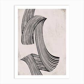 Flowing Black Lines On Neutral 1 Art Print