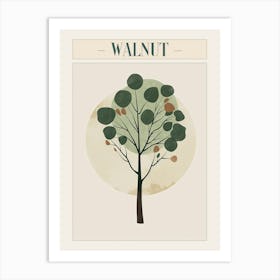 Walnut Tree Minimal Japandi Illustration 1 Poster Art Print