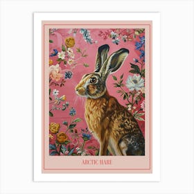 Floral Animal Painting Arctic Hare 3 Poster Art Print