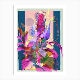 Celosia 4 Neon Flower Collage Art Print