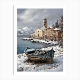 Boat In The Snow 2 Art Print