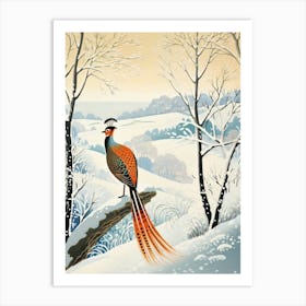 Winter Bird Painting Pheasant 1 Art Print