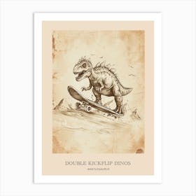 Ankylosaurus Vintage Dinosaur Poster 3 Art Print