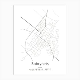 Bobrynets,Ukraine Minimalist Map Art Print