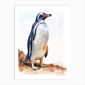 Humboldt Penguin King George Island Watercolour Painting 2 Art Print