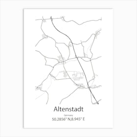 Altenstadt,Germany Minimalist Map Art Print