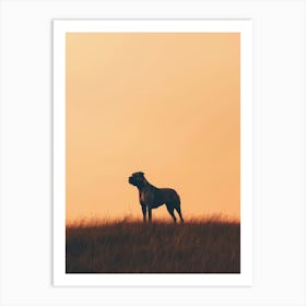 Silhouette Of A Dog At Sunset. Generated AI. Wall Art Print Art Print