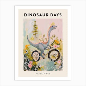 Dinosaur Riding A Bike Poster 3 Art Print
