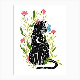 Magical Moon Cat Art Print