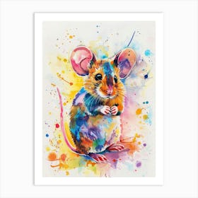 Mouse Colourful Watercolour 1 Art Print