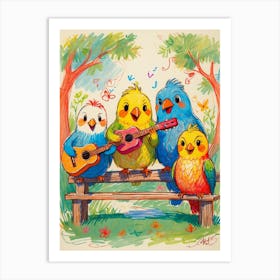 Parrots Playing Music Art Print