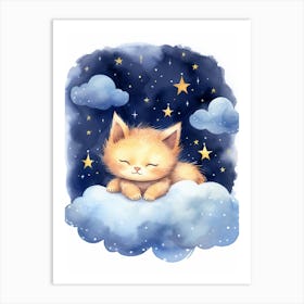 Baby Kitten 2 Sleeping In The Clouds Art Print