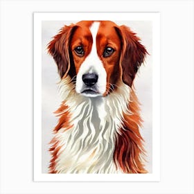 Irish Red And White Setter 2 Watercolour Dog Art Print