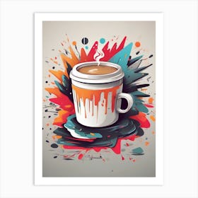 Coffee Cup With Splatters Art Print