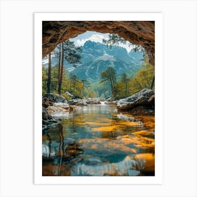 Waterfall In A Cave Art Print