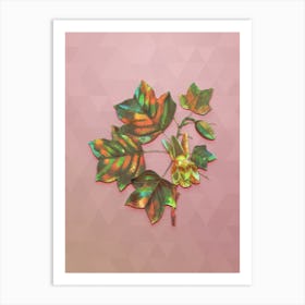 Vintage Tulip Tree Botanical Art on Crystal Rose n.0135 Art Print