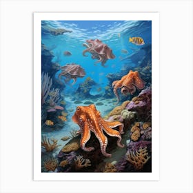 Mimic Octopus Illustration 2 Art Print