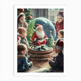 Santa In The Snowglobe Art Print