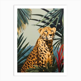 Cheetah 2 Tropical Animal Portrait Art Print