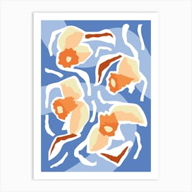 Blue Dancing Daffodils Art Print