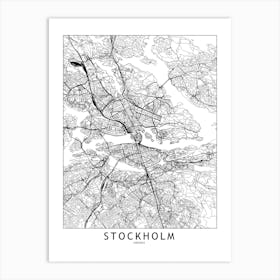 Stockholm White Map Art Print