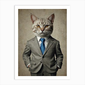 Default A Funny Cat Wearing A Suit 2 (2) Art Print