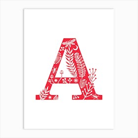 Letter A Red Art Print