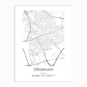 Ottobrunn,Germany Minimalist Map Art Print